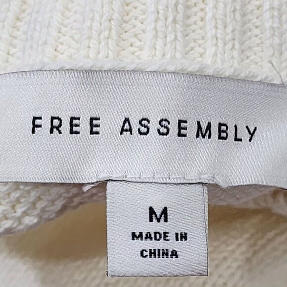 Free Assembly Womens Cotton Ribbed Turtleneck Oversize Ivory Sweater Size M - Picture 3 of 13